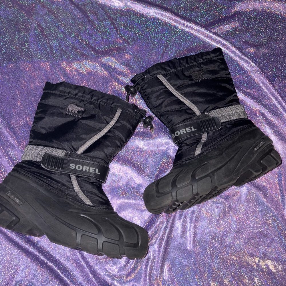 Kids Black Sorel Snow Boots